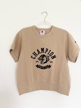 Champion Crewneck Tee with Black Graphic